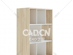 木制儿童书架C4D模型下载 Wooden Children's Shelf