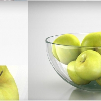 果盘模型：一盘青苹果4D模型 Apple dish 3D model