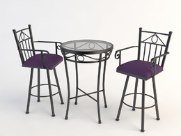 欧式铁艺桌椅 玻璃桌椅C4D模型 Tables and chairs -007 3d model