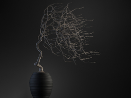 根艺枯树风动式盆景c4d模型下载