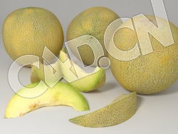 C4D加利亚甜瓜哈蜜瓜密瓜水果模型 Galia Melon 3d Model