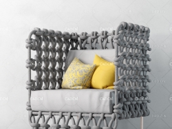 网绳编织单人沙发C4D模型 chair 3d model