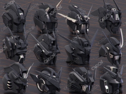 12个机动战士高达机甲头机器人头部模型Mech Warrior Hard Surface