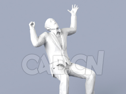 低面多边形卡通人物坐着后仰的男人模型