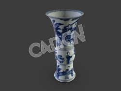 C4D中国古代青花瓷花瓶模型 Beaker Shaped Vase, from a Five Piece Garniture 2