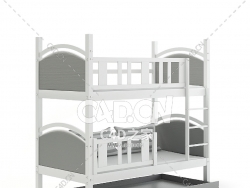 灰色双层床C4D模型下载 Grey Bunk Bed