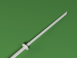 低面卡通日本军刀图标模型Katana