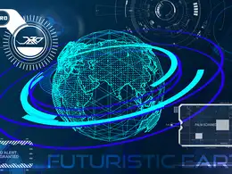 C4D+PS蓝色科技地球工程文件 futuristic wallpaper