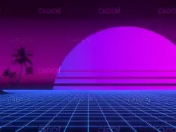 C4D OC赛博朋克蒸汽波线条背景
