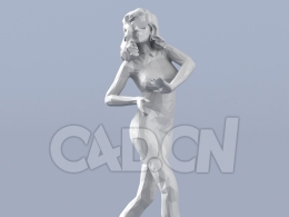 低面多边形卡通人物扭曲拒绝的女人身姿模型