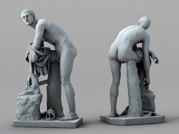 裸体的穿鞋的男性雕塑C4D模型 Men's shoes sculpture