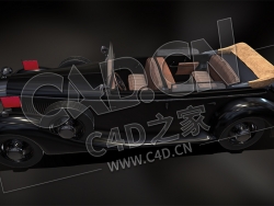C4D复古汽车敞篷老爷车梅赛德斯奔驰770 W150模型