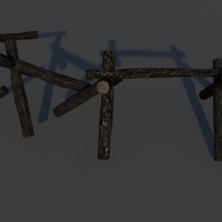 战争阵地木头支架C4D模型