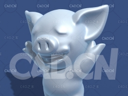 快乐的小猪动漫卡通角色雕塑C4D模型 LIHKG pig_2
