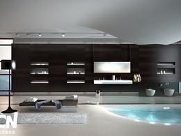 C4D室内模型 C4D豪华浴室 C4D私人泳池渲染模型 Deluxe bathroom