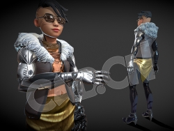 C4D时尚卡通赛博朋克女性角色模型 cyberpunk female full body character