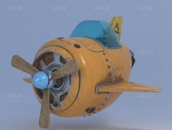 生锈的卡通小飞机C4D模型