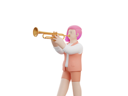 吹喇叭小号演奏卡通女性