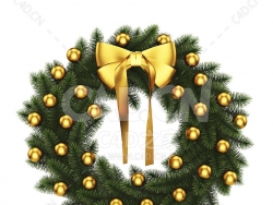 金色礼结蝴蝶结圆球松枝花环花圈 CHRISTMAS WREATH 4