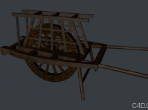 木制独轮车3D模型 Wheelbarrow