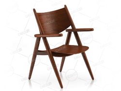 木椅单人椅书房休闲椅实木椅现代靠背扶手椅C4D模型Wooden Chair 2