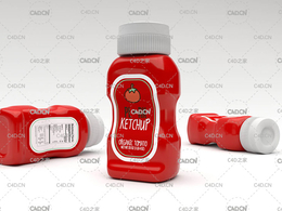 C4D Octane Render番茄酱瓶模型 KETCHUP BOTTLE