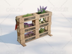 C4D花卉植物实木架模型