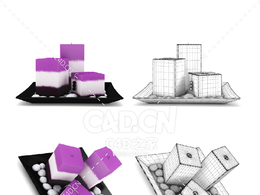 紫白色蜡烛C4D模型