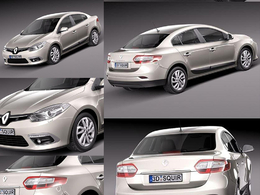 雷诺风朗轿车C4D模型 Renault Fluence 2013 3D Model