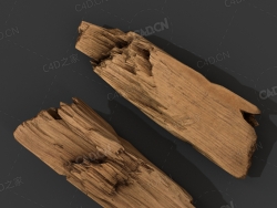 C4D原木块木头碎块模型下载 woodenPlankDebris