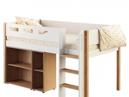 诺尔200x90中高床带梯 (儿童家具)3D模型素材下载Mid-High Bed Nor 200x90 with Ladder