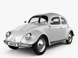 老款汽车：大众汽车 甲壳虫汽车C4D模型 Volkswagen Beetle 1949 3D model