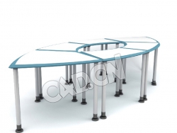 创意多人办公桌办公家具C4D模型