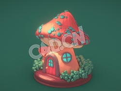 C4D蘑菇屋模型 Mushroom House
