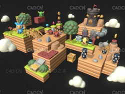 C4D卡通小人平台游戏模型包
