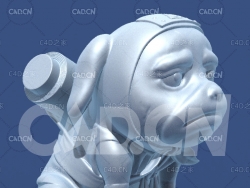 背画卷的狗动漫卡通角色雕塑C4D模型 Pakkun_1