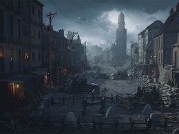 C4D/Blender/FBX二战废墟倒塌建筑场景高精度3D模型包含4K贴图战争场景资产Kitbash3D World War 2