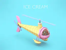 C4D低面冰淇淋直升机创意工程文件 Ice cream Helicopter