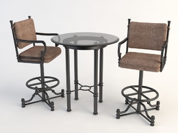 欧式铁艺桌椅 玻璃桌椅C4D模型 Tables and chairs -014 3d model
