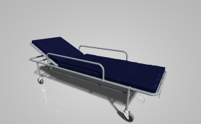 医院医疗器械：担架床C4D模型 Hospital-Stretcher