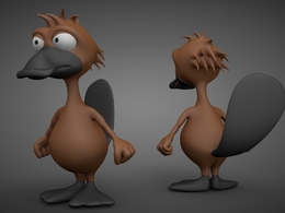 鸭嘴兽卡通形象C4D模型 Cartoon platypus 3D model