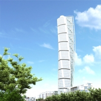 室外建筑模型：小河岸边的科技大楼C4D模型