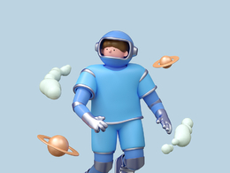 穿太空服的男孩宇航员C4D OCTANE模型下载