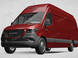 道奇RAM封闭车厢面包车货车sprinter-panel-van-2019款C4D汽车模型下载