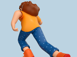 奔跑冲刺女孩人物背影C4D OCTANE模型下载