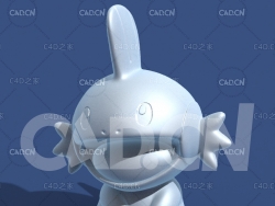 水跃鱼动漫卡通角色雕塑C4D模型 Mudkip