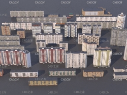 住宅楼 商品房小区居民楼建筑C4D模型 Cgtrader - Russian buildings pack 3D model