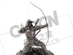 古代士兵拉弓射箭青铜雕像C4D模型下载