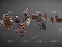 低面多边形维京海盗战士卡通人物角色 Yamano Tribe