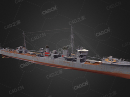 日本海军若竹级驱逐舰C4D模型下载Wakatake 3d model